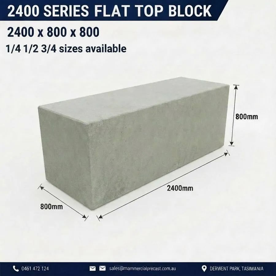 2400 Series flat top block drawing with dimensions