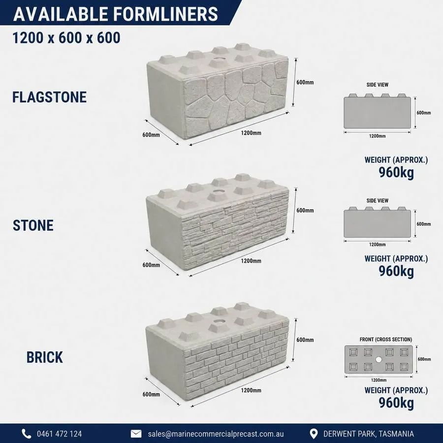 Flagstone, stone and brick textured finish options for precast concrete