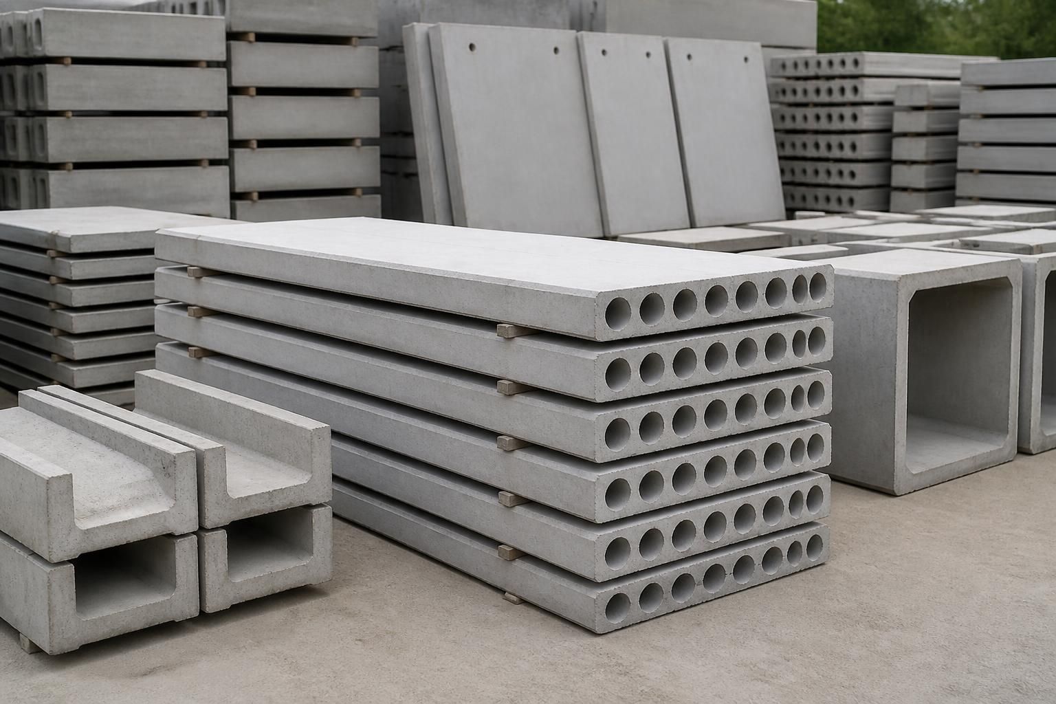 Precast concrete products at the Marine Commercial Pre Cast yard, representative of the box culvert range